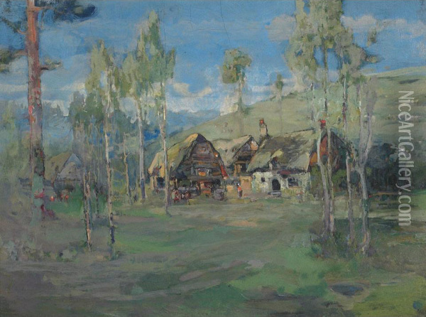 Farm Buildings Oil Painting - Charles John Collings