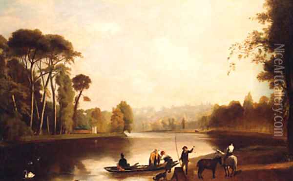 On The Thames, Richmond Oil Painting - English School