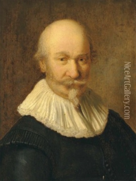 Portrait Of A Gentleman, Bust-length Oil Painting - Christoph Paudiss