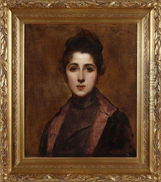 Portrait De Jeune Femme Oil Painting - Carolus (Charles Auguste Emile) Duran
