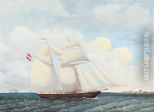 The Schooner Adolphine Oil Painting - Jens Thielsen Locher