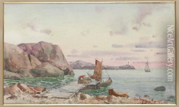 Fiskare Vid Brygga Oil Painting - Hjalmar Falk