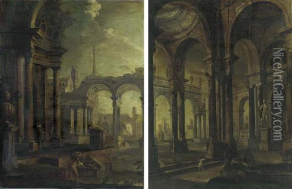 Architectural Capriccios Oil Painting - Pietro Paltronieri Il Mirandolese