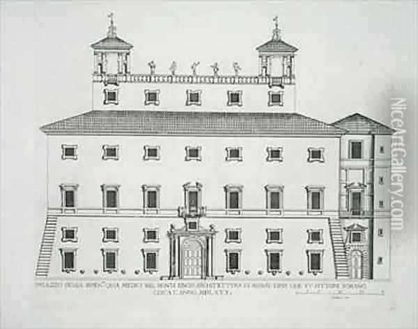 Palazzo Serenissima Casa Medici on the Pincio Hill Rome Oil Painting - Pietro or Falda, G.B. Ferrerio