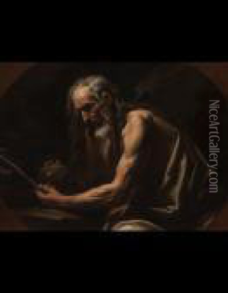San Gerolamo In Meditazione Oil Painting - Giacinto Brandi
