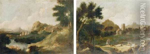 Paesaggio Fluviale Oil Painting - Gaspard Dughet