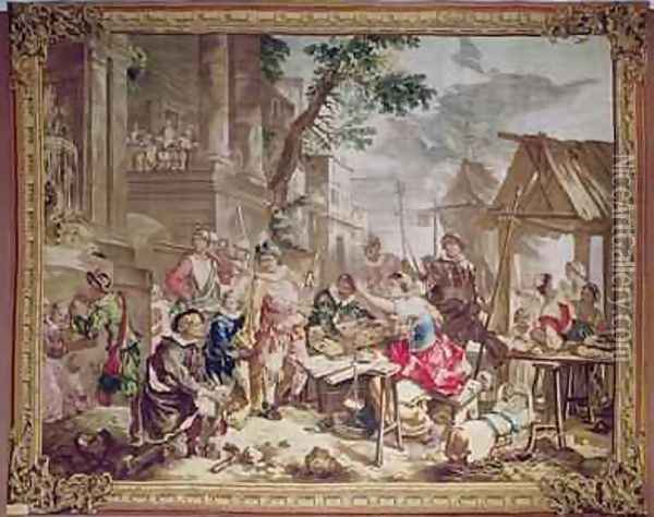 Sancho Panza and the Nut Seller Oil Painting - Charles Joseph Natoire