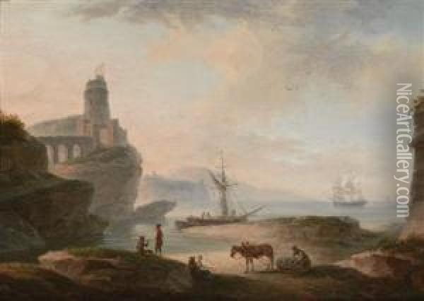 Southern Coastal Landscape Oil Painting - Pierre-Jacques Volaire