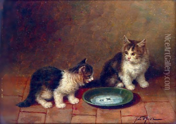 An Unexpected Guest Oil Painting - Jules Leroy
