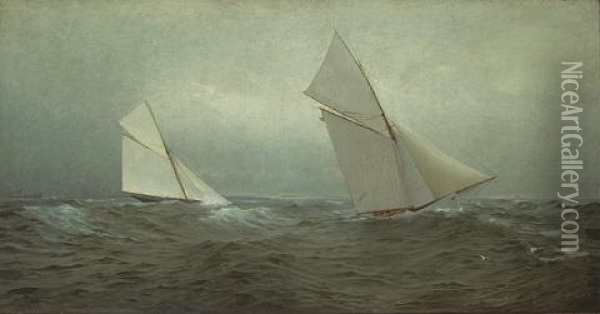 20 Miles To Windward (1885 America's Cup Race) Oil Painting - William Trost Richards