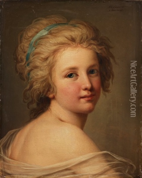 Portrait Of A Young Girl Oil Painting - Adolf Ulrik Wertmuller