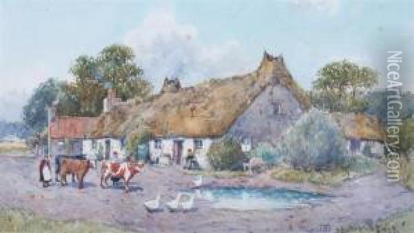 A Wayside Sketch Oil Painting - David Small
