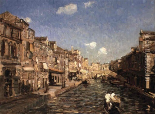Canal At Murano Oil Painting - Emma Ciardi