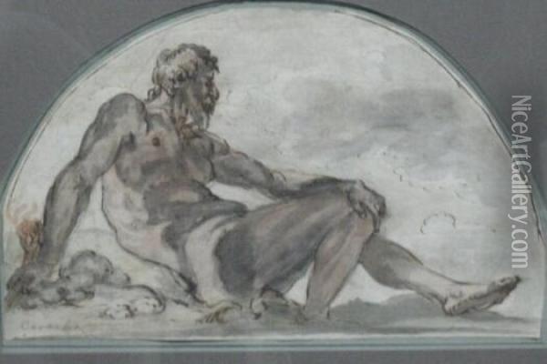 Reclining Figure, Possibly Prometheus Oil Painting - Annibale Carracci