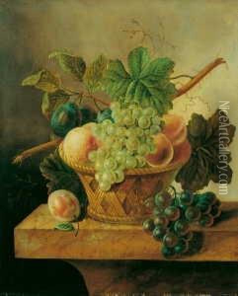 Stilleben Mit Obstkorb. Signiert
 Unten Rechts: J. C. De Bruyn. Ol Auf Leinwand (doubliert). H 43,8; B 
35,8 Cm. Oil Painting - Cornelis Johannes De Bruyn