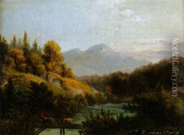 Waldlandschaft Mit Fluss Oil Painting - Josef Hermannstoerfer