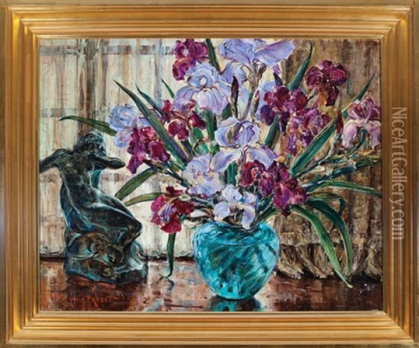 Iris In Studio Window Oil Painting - Thorwald Probst