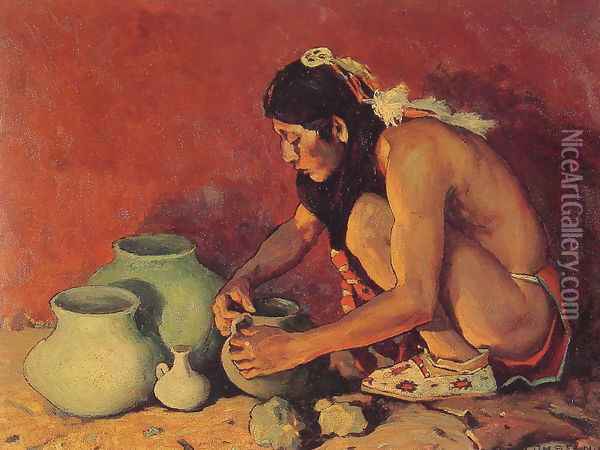 The Pottery Maker Oil Painting - Eanger Irving Couse