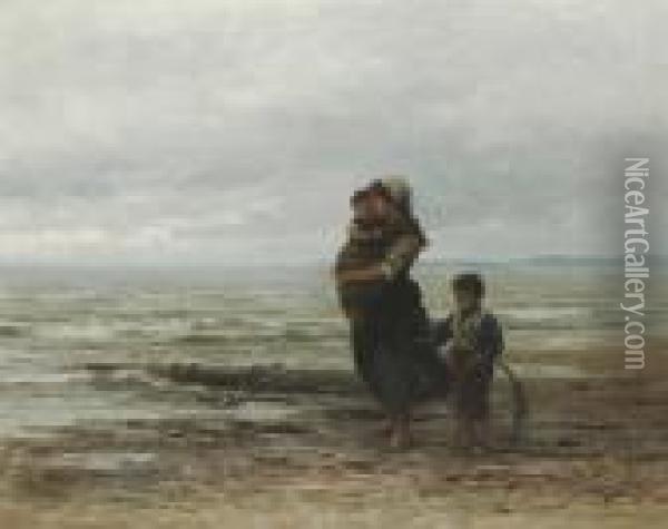 Looking Out To Sea Oil Painting - Philippe Lodowyck Jacob Sadee