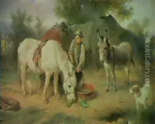 The Gipsy Camp Oil Painting - Walter Hunt