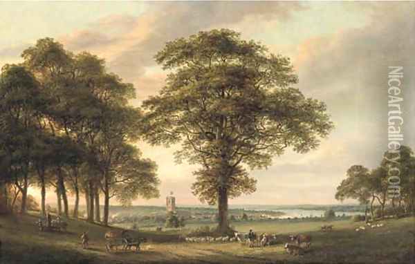 Woolwich from the Conduit Hill, the Thames estuary beyond Oil Painting - Paul Sandby