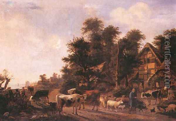 Rural Landscape Oil Painting - Friedrich Karl Joseph Simmler