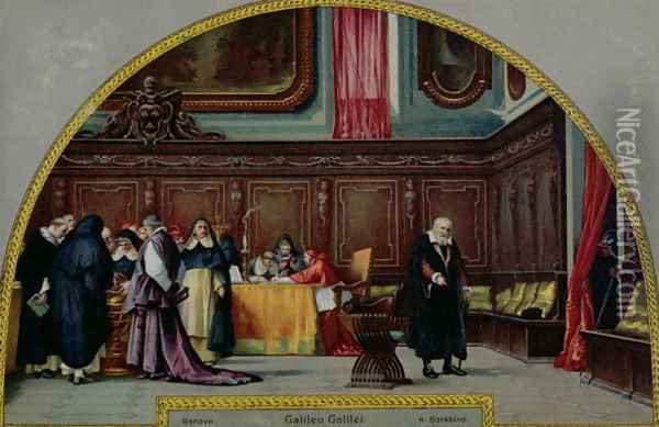 The Trial of Galileo Galilei Oil Painting - Nicholo Barabino
