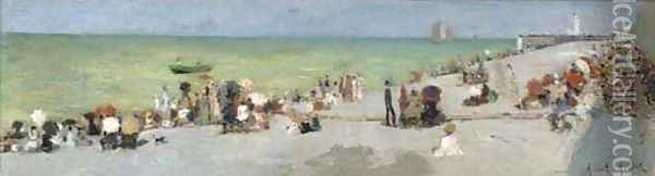 Scene de plage Oil Painting - Albert Aublet