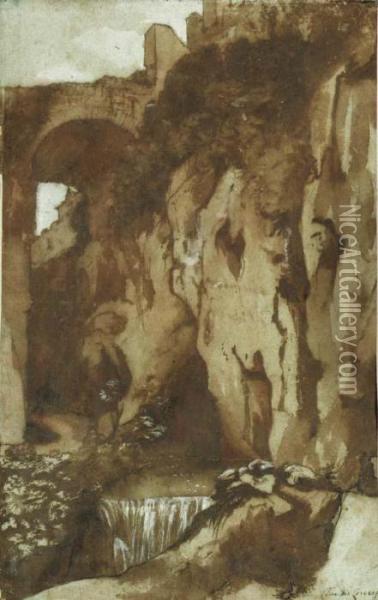 The Falls At Tivoli Oil Painting - Claude Lorrain (Gellee)
