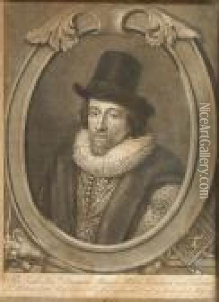 A Portrait Of The Right Honourable Francis Bacon Oil Painting - Cornelius Jonson