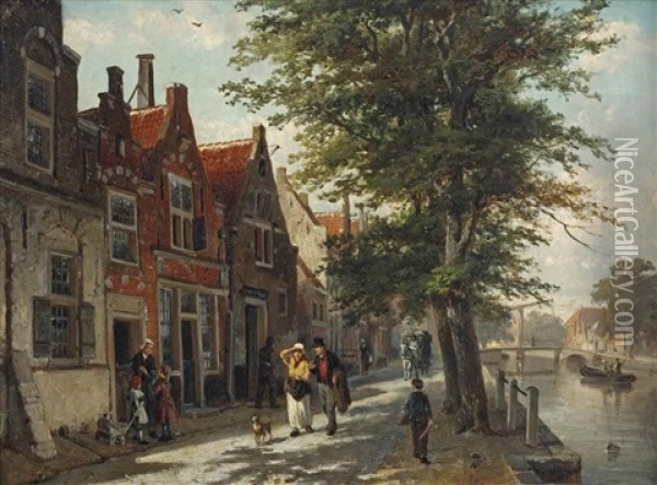 A View Of The Brouwersgracht, Haarlem Oil Painting - Cornelis Springer