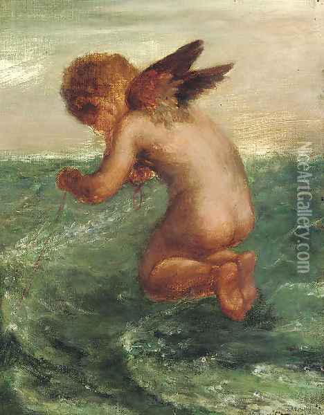 Good Luck to your Fishing Oil Painting - George Frederick Watts