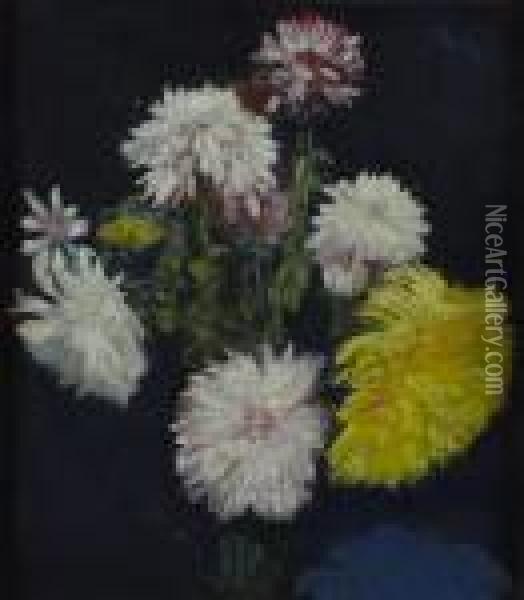 Still Life Of Chrysanthemum Oil Painting - George Leslie Hunter
