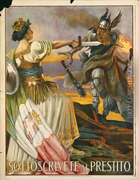 Italian advertisement for war bonds Oil Painting - Giovanni Capranesi