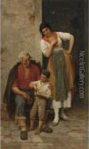 Grandfather's Pipe Oil Painting - Eugene de Blaas