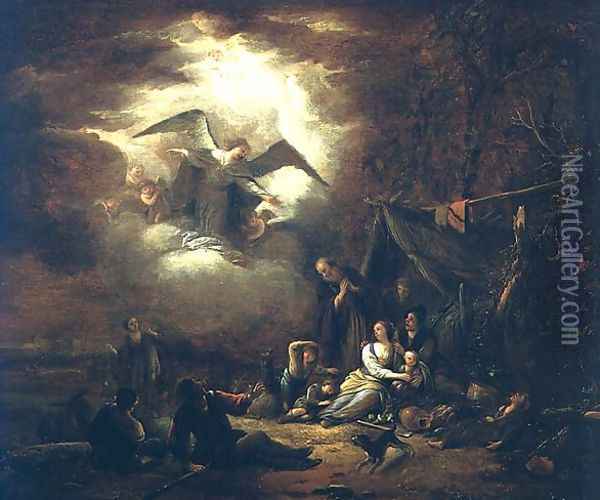 Angels Annunciation to the Shepherds Oil Painting - Jacob Willemsz de Wet the Elder