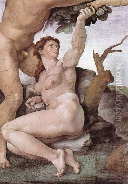 The Fall and Expulsion from Garden of Eden (detail-6) 1509-10 Oil Painting - Michelangelo Buonarroti