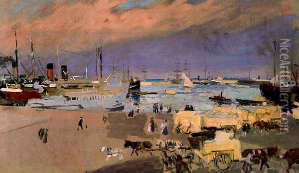 Port of Valencia Oil Painting - Joaquin Sorolla Y Bastida