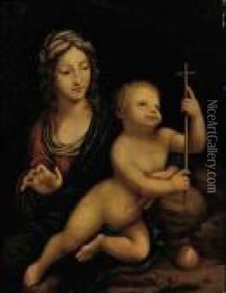 The Madonna Of The Yarnwinder Oil Painting - Leonardo Da Vinci