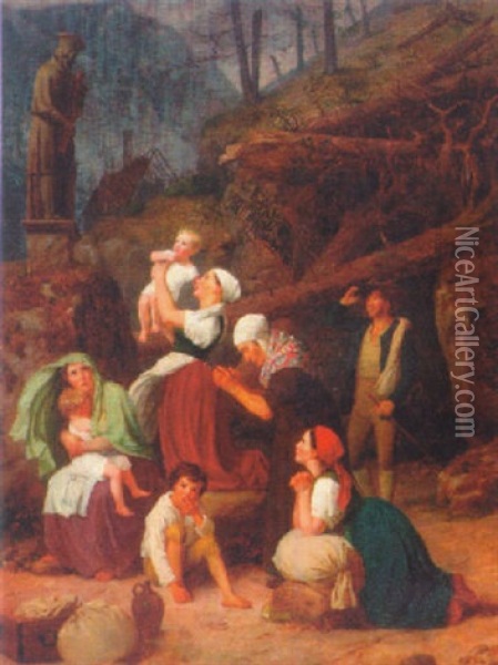 Bohemian Peasants Oil Painting - Adam August Mueller