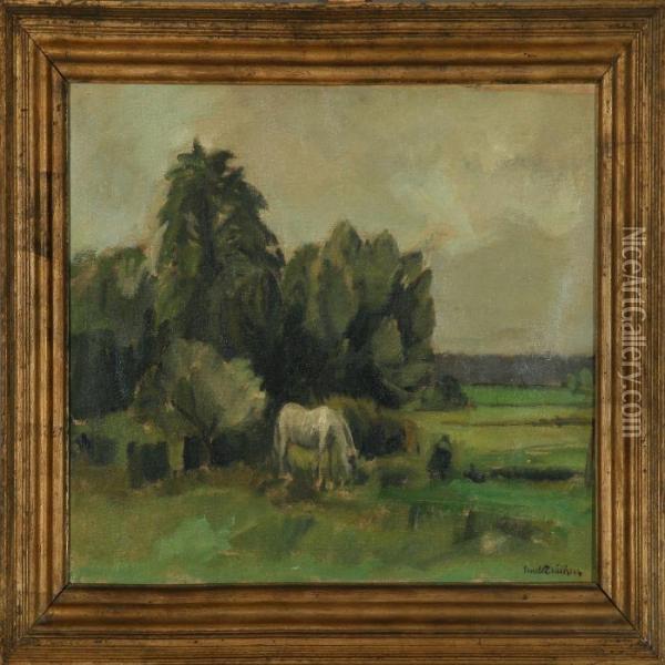 Scenery With Horse Oil Painting - Ernst Zeuthen