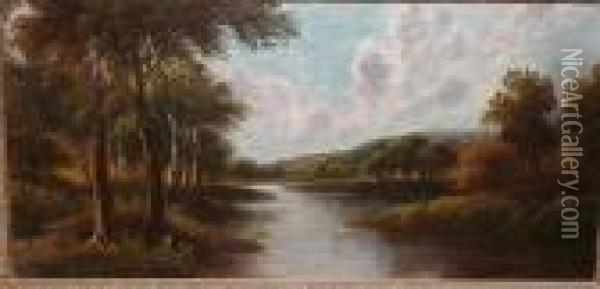 River Landscape Oil Painting - Etty Horton