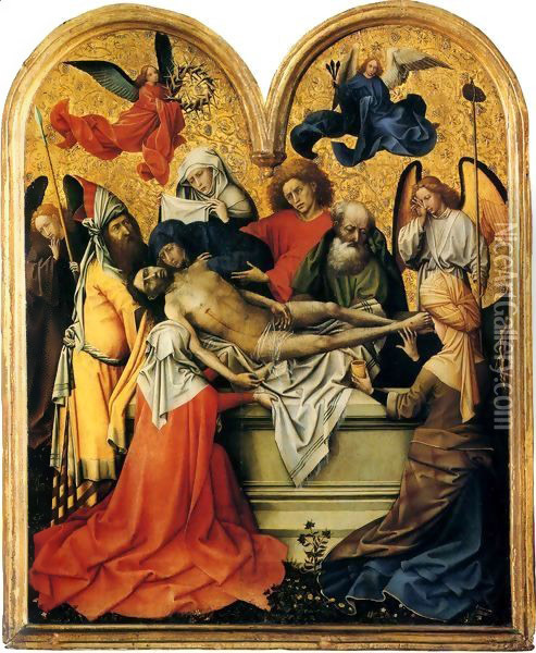 Triptych with the Entombment of Christ, central panel Oil Painting - Robert Campin