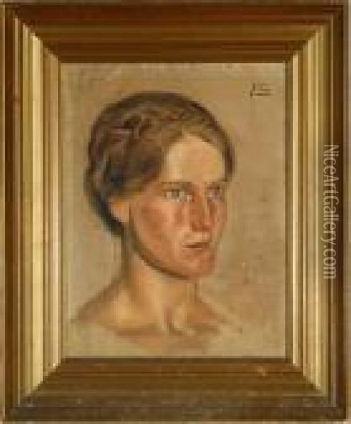 A Young Woman With Her Hair Taken Up Oil Painting - Joakim Skovgaard