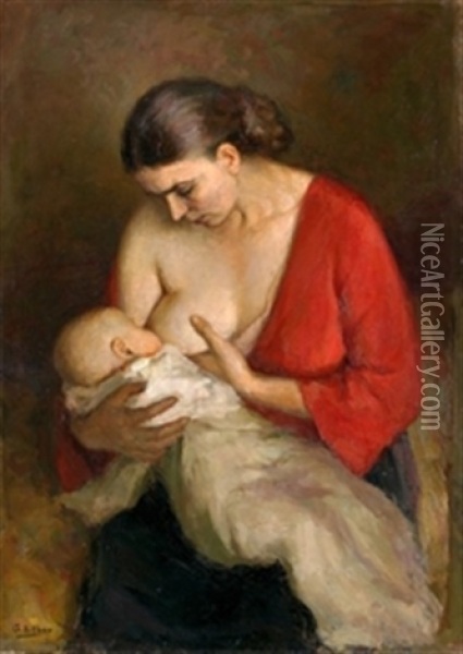 Maternidad Oil Painting - Gonzalo Bilbao Martinez