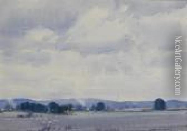Sheep Country Victoria Oil Painting - Harold Brocklebank Herbert