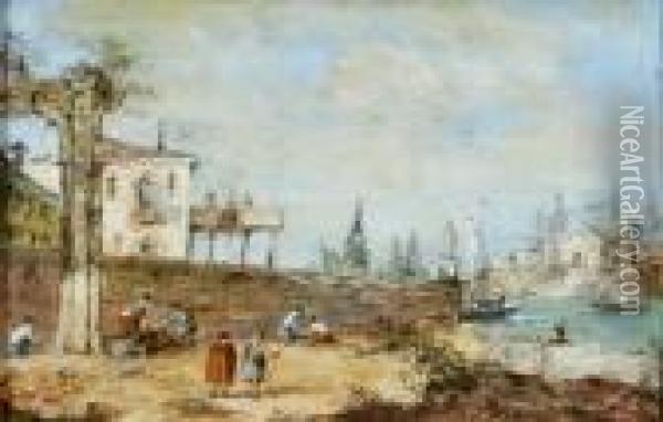 Working By The River Oil Painting - Francesco Guardi