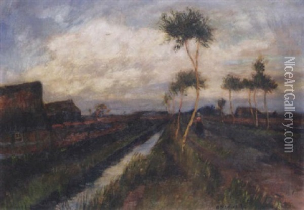 Landschaft Im Abendlicht Oil Painting - Otto Modersohn