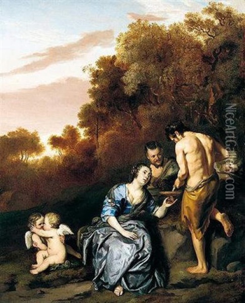 Landscape With A Nymph And Satyrs Oil Painting - Jakob van Loo