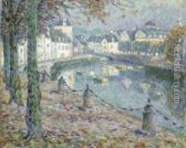 La Petite Ville Au Matin, Quimperle Oil Painting - Henri Eugene Augustin Le Sidaner
